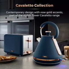 Tower Cavaletto 1.7 Lt Hızlı Kaynatma Su Isıtıcısı Kettle Siyah Gece Mavisi