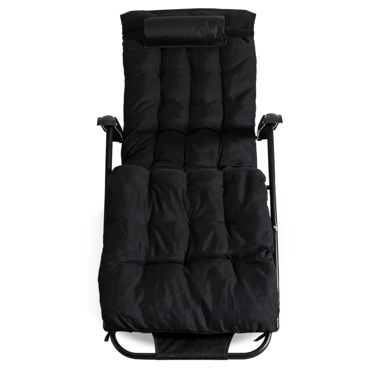 Katlanabilir Minderli 180 Derece Açılabilen Şezlong Koltuk Siyah