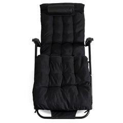 Katlanabilir Minderli 180 Derece Açılabilen Şezlong Koltuk Siyah