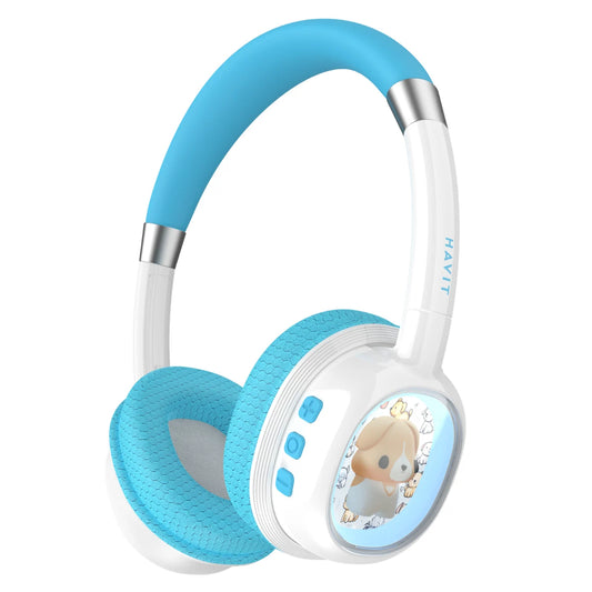 Havit Kids Bluetooth Kulak Üstü Işıklı Çocuk Kulaklığı- Mavi