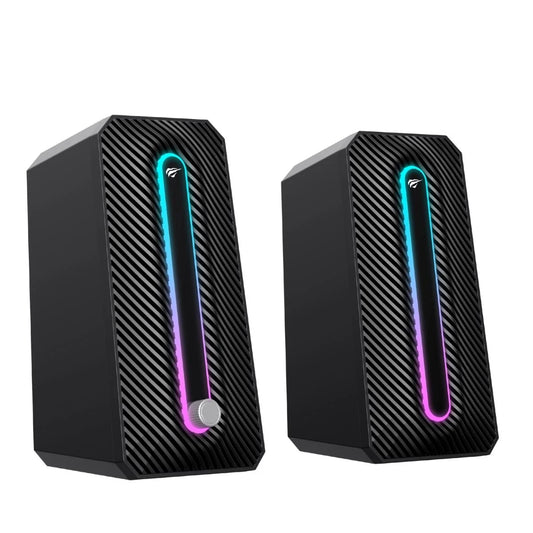Havit RGB Işıklı Bilgisayar Hoparlörü 5W×2, USB + 3.5mm, Dokunmatik Işık Kontrolü Siyah