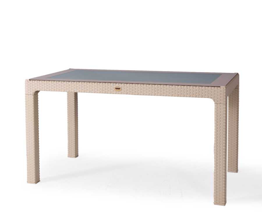 Heniver 90x150 Cm Camlı Masa Kapuçino