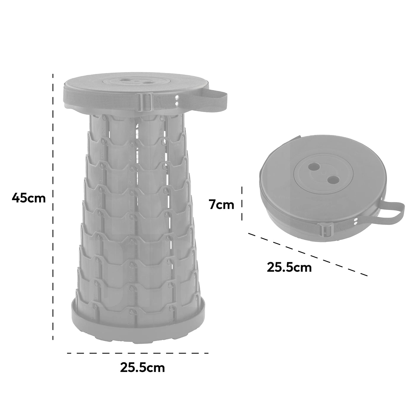 Katlanır Uzatmalı 47x25 Cm Tabure Siyah