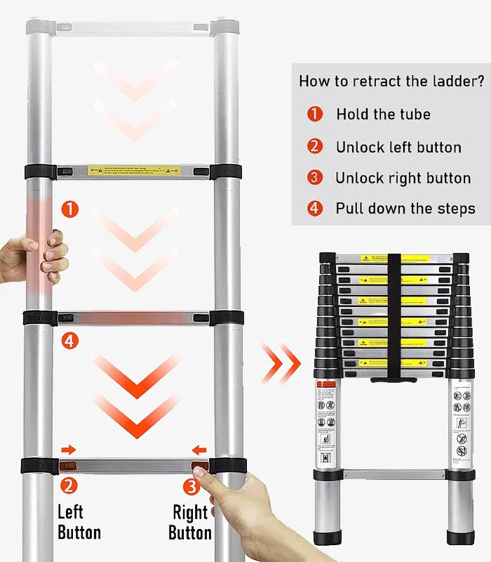 Alüminyum 13 Basamaklı 3.8 Metre Teleskopik Merdiven