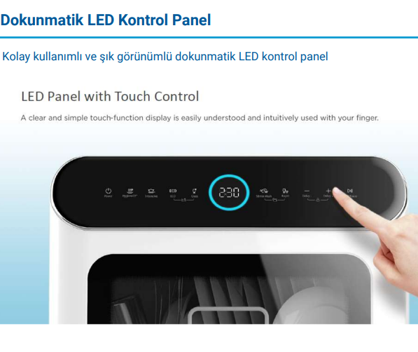 Ocean Tezgah Üstü A+ 6 Program Mini Bulaşık Makinesi