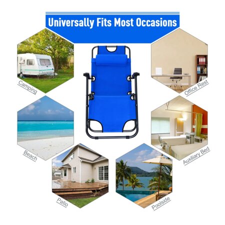 Katlanır Şezlong Sandalye 153x60x75 cm Mavi