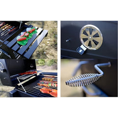 Ayarlanabilir Raflı Kömürlü Termometreli Barbekü Bahçe Izgarası Mangal