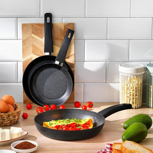 Schafer Black Stone 3 lü 18Cm+22Cm+26Cm Tava Seti Siyah