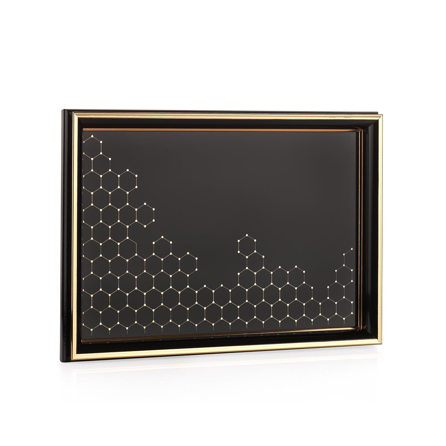 Schafer Bolero 33x49 Cm Altıgen Desenli Tepsi Gold Siyah
