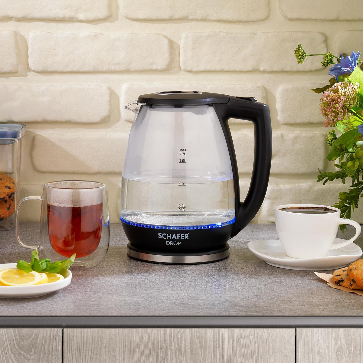 Schafer Drop 1.7 Lt Cam Su Isıtıcı Kettle Siyah