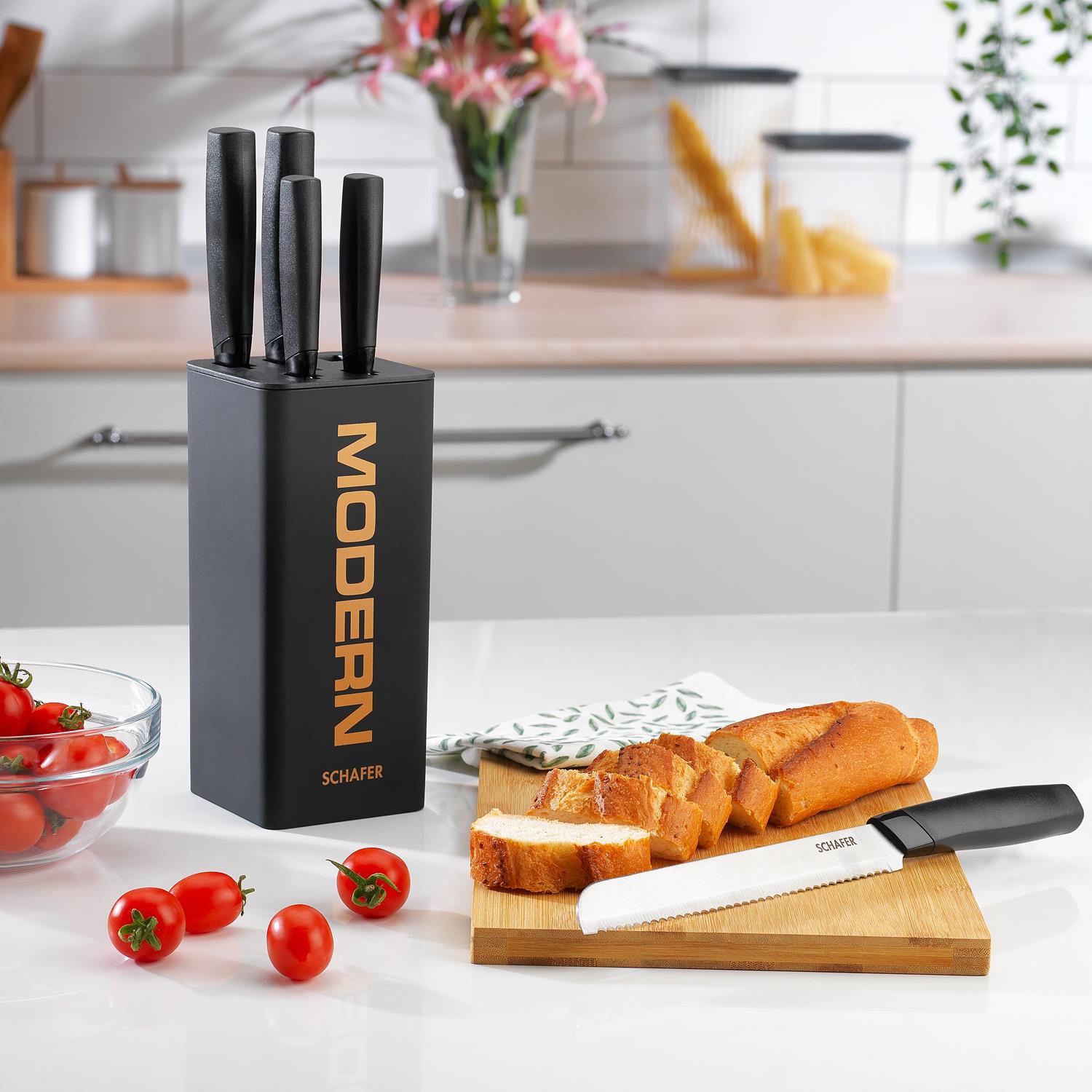 Schafer Forge 6 Parça Bloklu Bıçak Seti Siyah