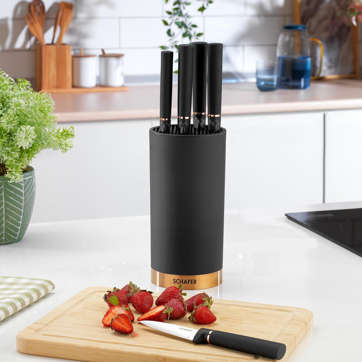 Schafer Forge 6 Parça Bloklu Bıçak Seti Siyah
