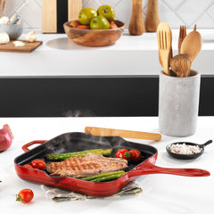 Schafer Guss Chef 28x28 Cm Döküm Kare Grill Tava Kırmızı