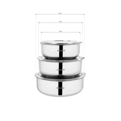 Schafer Practi 3 lü 16-18-20 Cm Çelik Saklama Kabı Inox