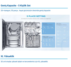 Ocean Tezgah Üstü A+ 6 Program LED Mini Bulaşık Makinesi