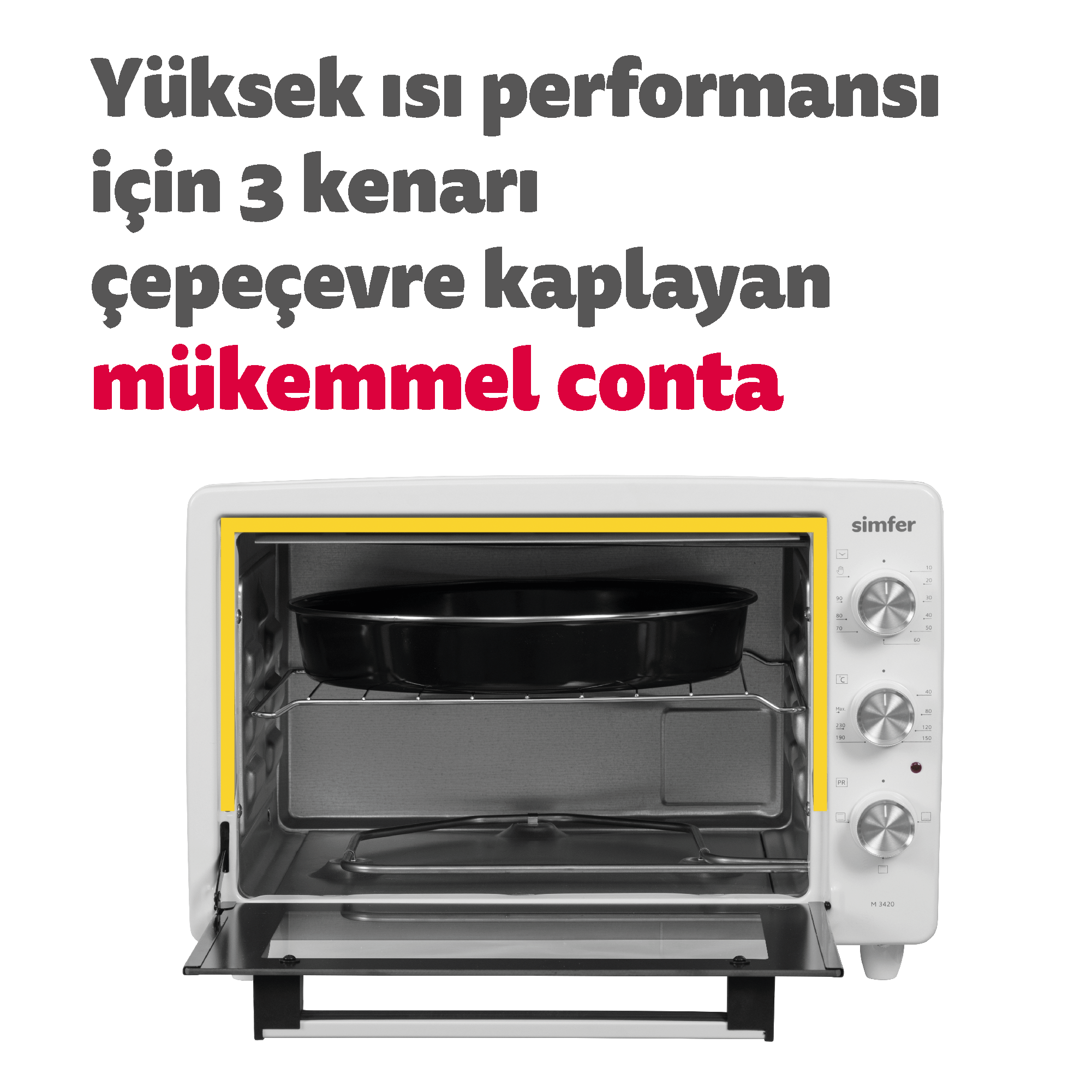 Simfer 34 Lt 1300 W Statik Midi/Mini Fırın Beyaz