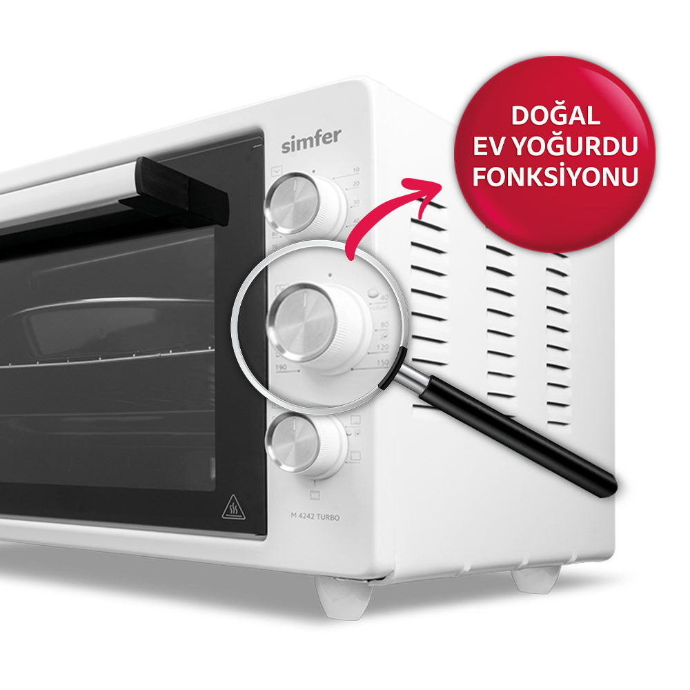 Simfer 42 Litre Turbo Beyaz Midi/Mini Fırın 1300W Beyaz
