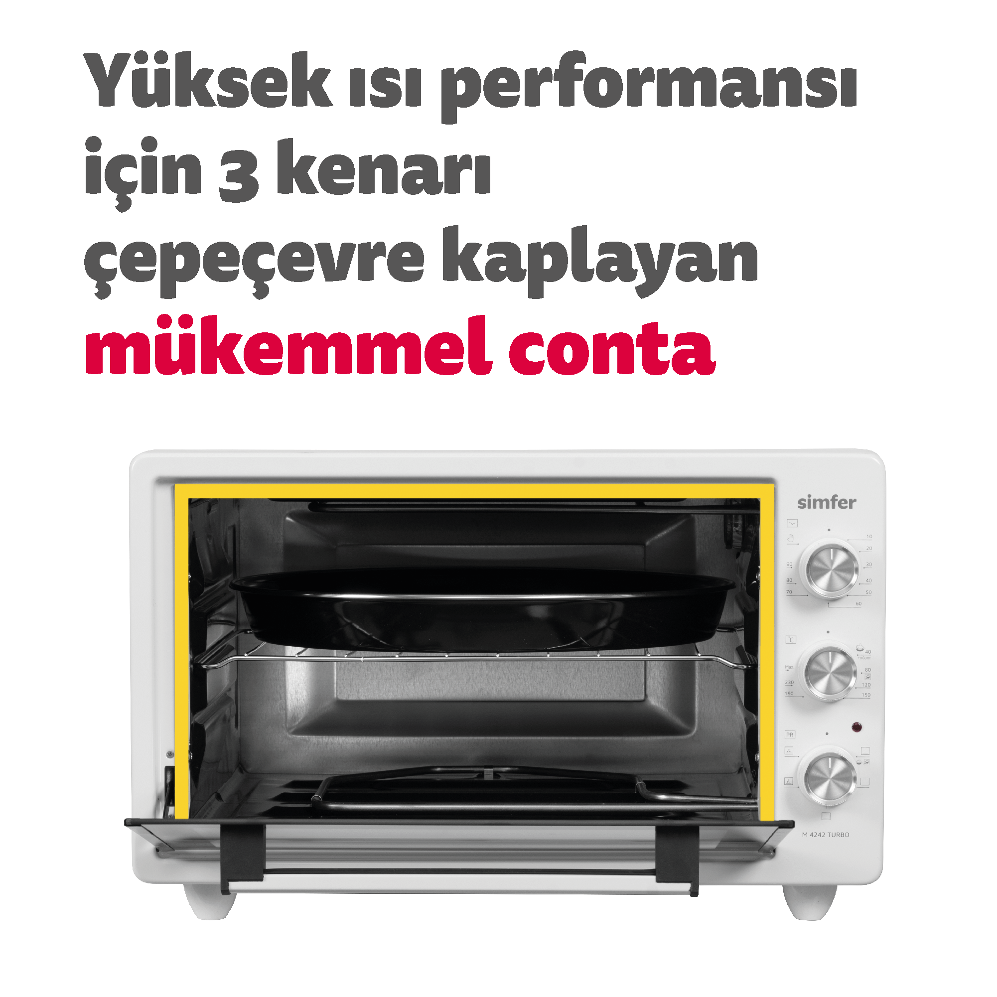 Simfer 42 Litre Turbo Beyaz Midi/Mini Fırın 1300W Beyaz