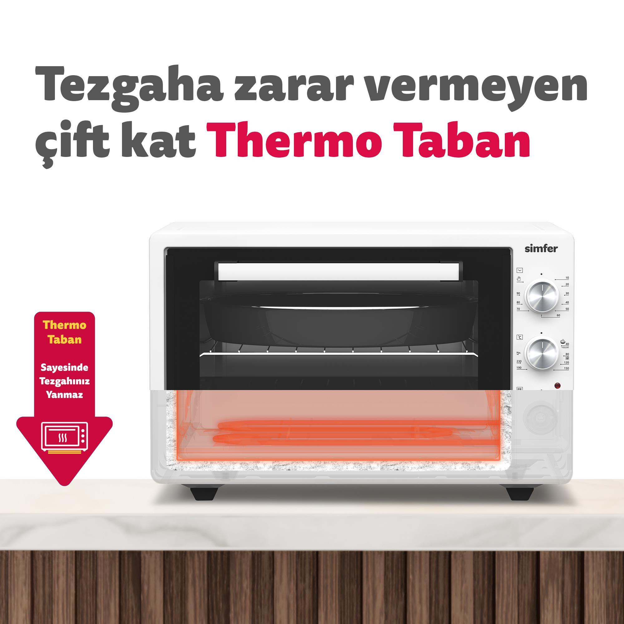 Simfer 42 Litre Turbo Beyaz Midi/Mini Fırın 1300W Beyaz