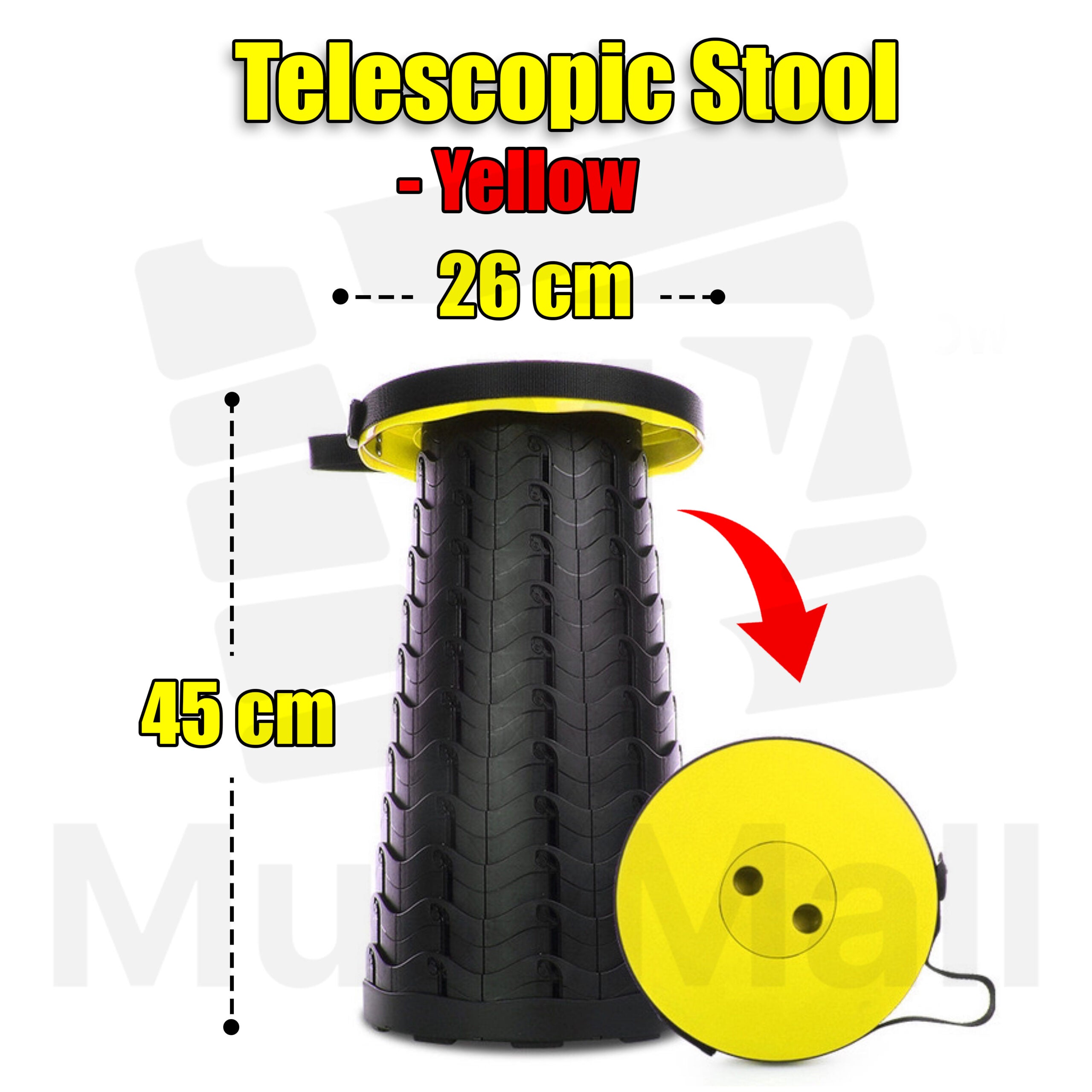 Katlanır Uzatmalı 47x25 Cm Tabure Sarı Siyah