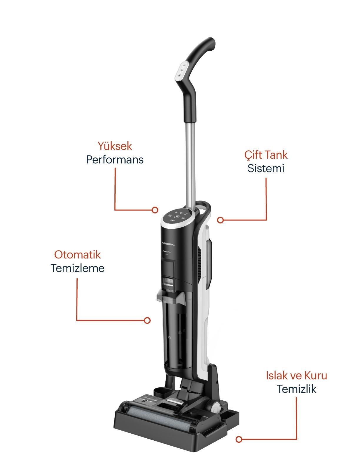 Grundig AquaFlex Kablosuz Islak/Kuru Şarjlı Dik Süpürge