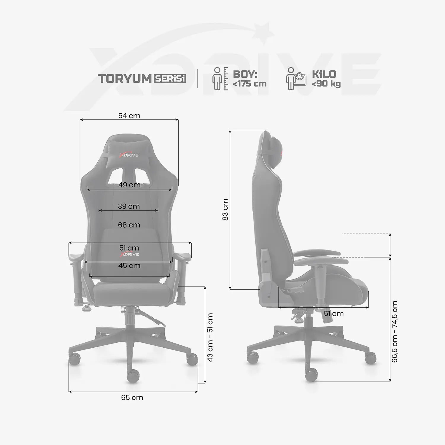 XDrive Toryum Profesyonel Oyuncu Koltuğu Siyah